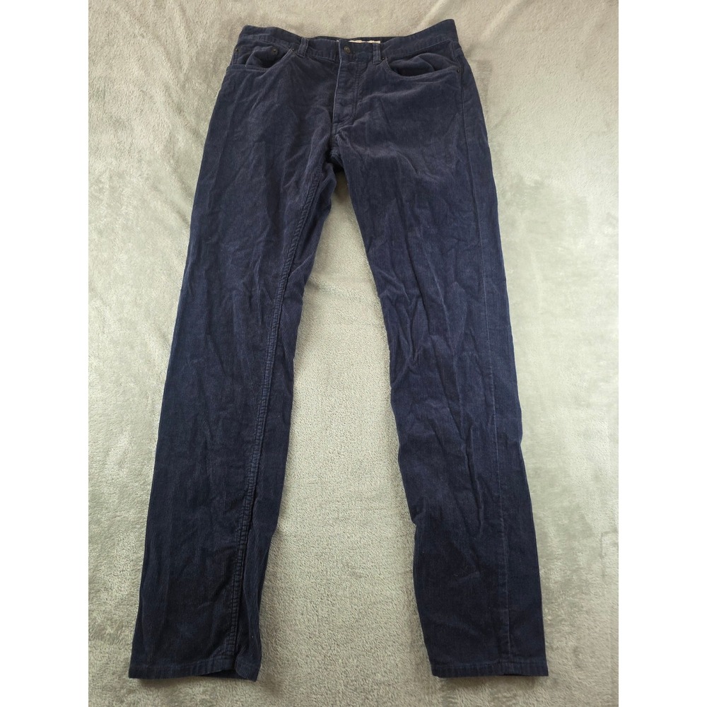Lacoste Corduroy Pants Mens 33x34 Navy Blue Slim Fit Button Fly Casual